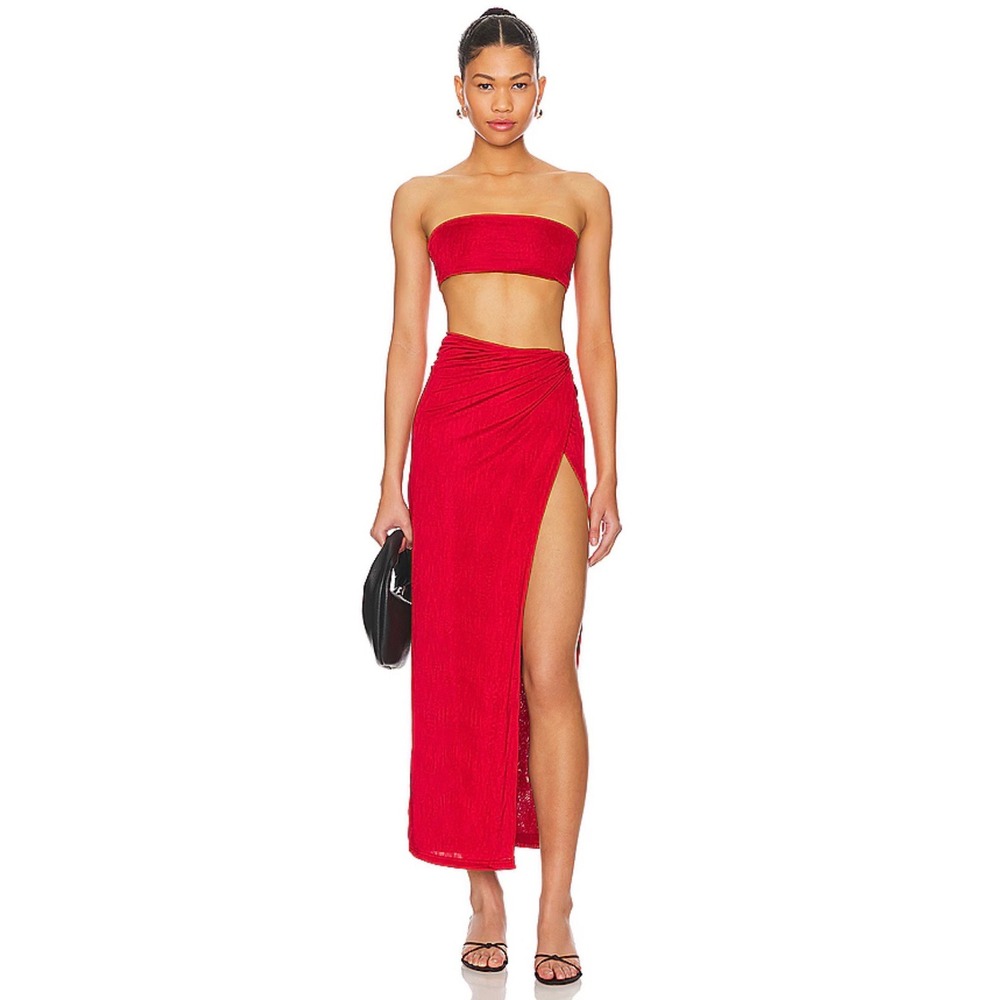 superdown Karolyna Maxi Skirt Set in Red Top Size Small Skirt Size‎ Medium NWT